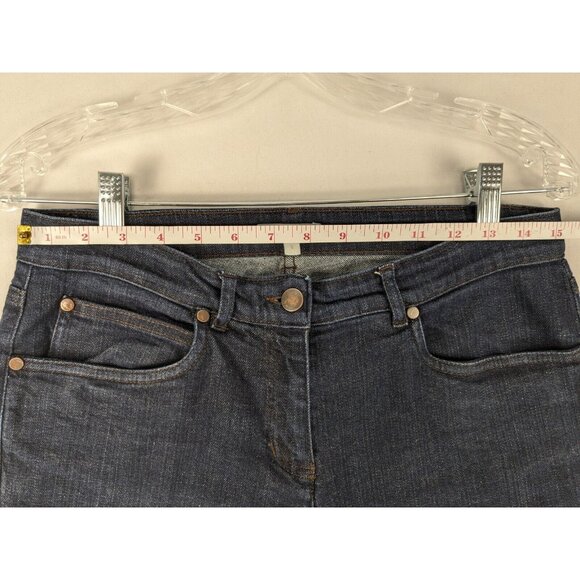 Eileen Fisher Jeans Size Small 30x29 Dark Blue Straight Leg Denim Raw Hem - Picture 3 of 8